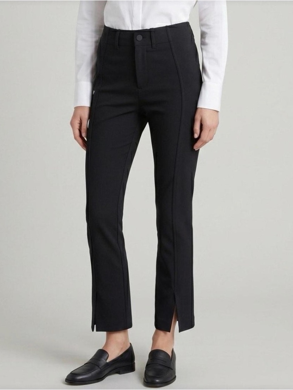 AYR Black The Sizzle Split Cuff Slim Stretch Ankle Trouser Pant High Rise Size 6